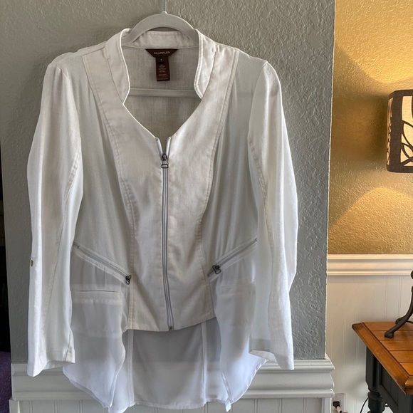 Ladies “light” white jacket, size S Brand- “Multiples” sheer at the bottom. - Picture 1 of 16